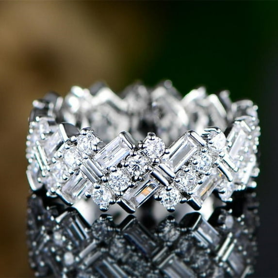 New Trendy Wedding Band Women Finger Ring Silver plated Gold Color Available Irregular Gorgeous CZ Female Daily Jewelry