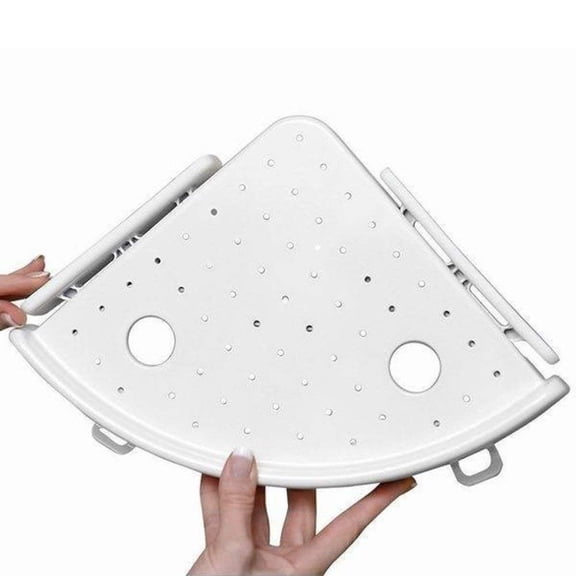 New Triple Corner Shelf,Storage Holder,Bathroom Snap Up Corner Shelf Rack Triangle Grip Wall Mount Holder for Kitchen Toilet Strong Suction Wall Mount Shelf Storage Basket (No Drilling) (White)