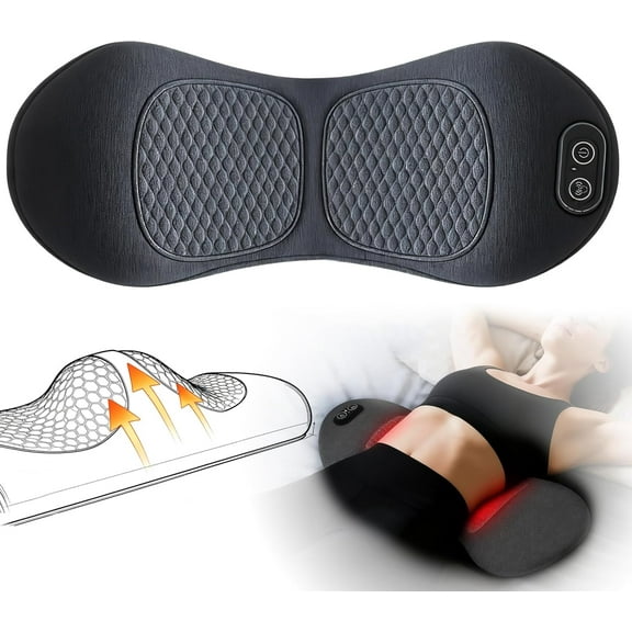 New Triple Fusion Back Massager, Wedge Pillow, 3 In 1 Back Massager, Lumbar Support Pillow With Electric Traction Lifting & Heat Compress For Home
