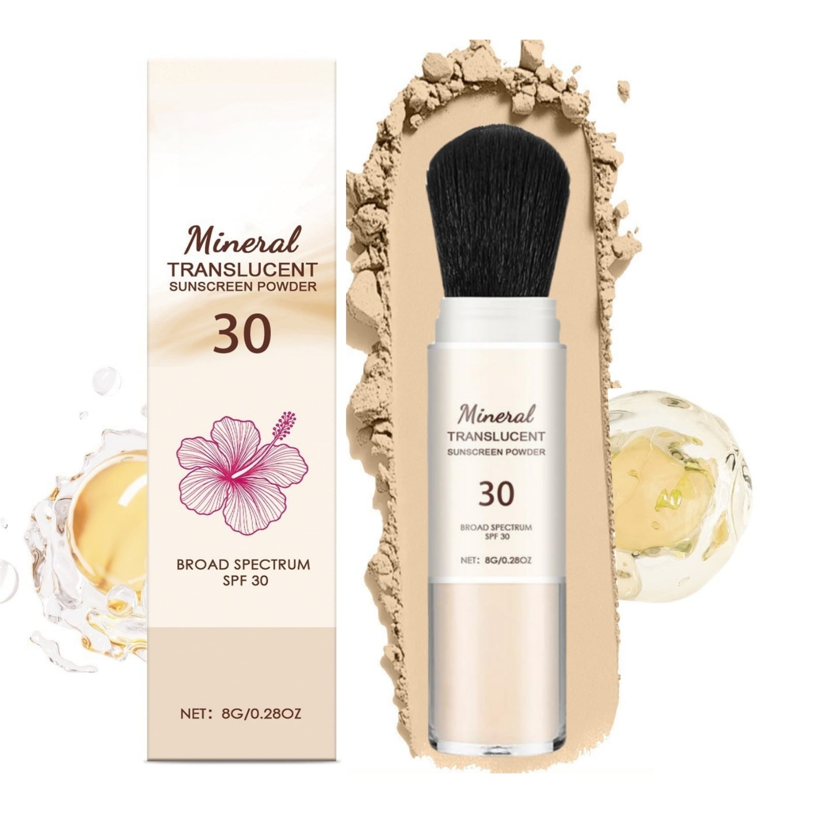 New Mineral Hair Sunscreen Setting Powder, SPF 30, Matte Oil Control Mineral Brush on Sunscreen Powder for Face & Scalp, Natural Setting Face Powder,Lasting Lightweight Breathable