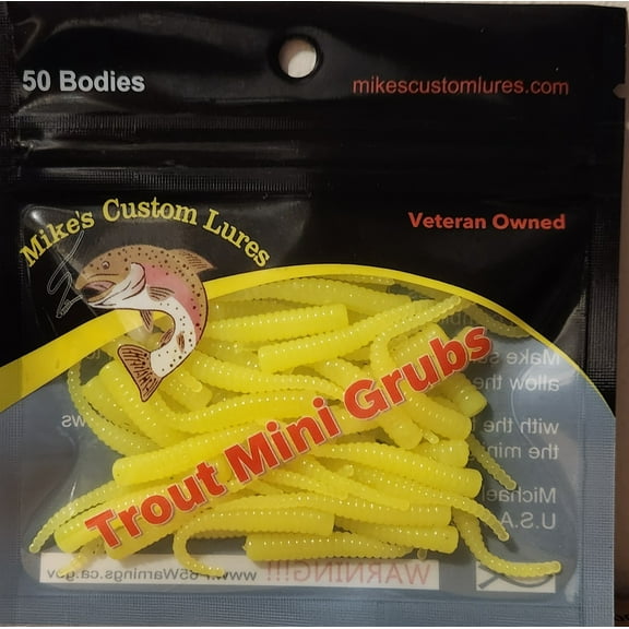 New Trout, Steelhead, Salmon Mini Grub Solid Tail Bodies Chartreuse