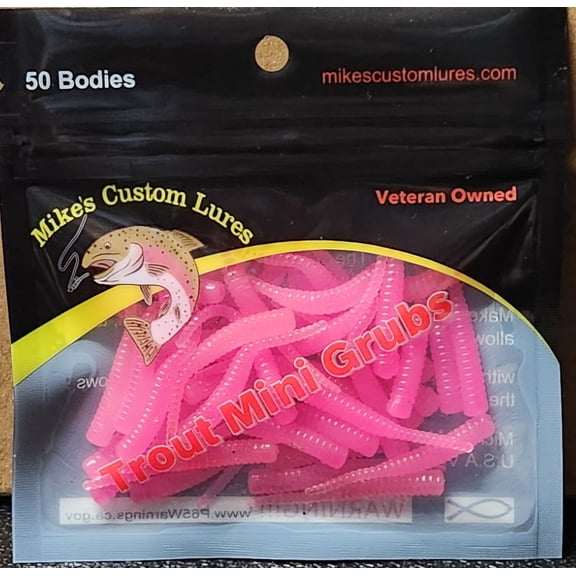 New Trout, Steelhead, Salmon Mini Grub Solid Tail Bodies Light Pink