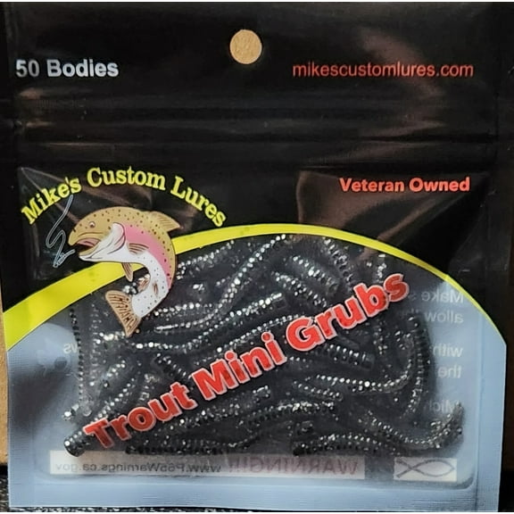 New Trout, Steelhead, Salmon Mini Grubs 50ct Pack Coal Dust