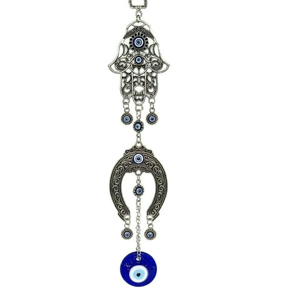 New Turkish Blue Evil Eye Hamsa Hand Horse Shoe Nazar Wall Art Decor Hanging Amulet Blessing Gift CL2