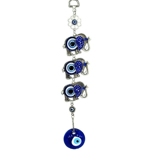 New Turkish Blue Evil Eye with Lucky Elephant Amulet Hanging Decor Gift-ME01