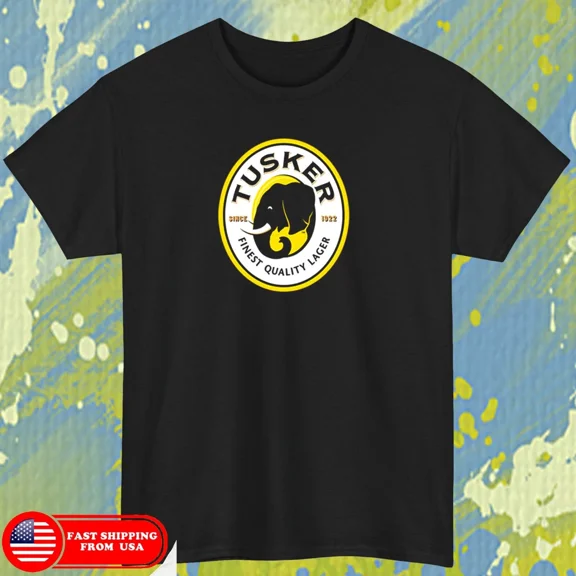 New Tusker lager Logo Black tshirt size L