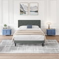 thumbnail image 1 of New Twin Size Upholstered Platform Bed Frame with Modern Button Tufted Linen Fabric Headboard, No Box Spring Needed, Wood Slat Support, Easy Assembly, Drak Grey, 1 of 5