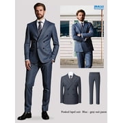 New Two-piece MenS Suit Suit Jacket+pants Set, Double Row Buttons, Formal Business Suit For Groom, Ball And Special Events | High Quality Fabric, British Style, Elegant And Fashionable
