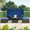 thumbnail image 1 of New U_Style Outdoor Patio Rectangle Daybed with Retractable Canopy, Wicker Furniture Sectional Seating with Washable Cushions, Backyard, Porch, 1 of 1