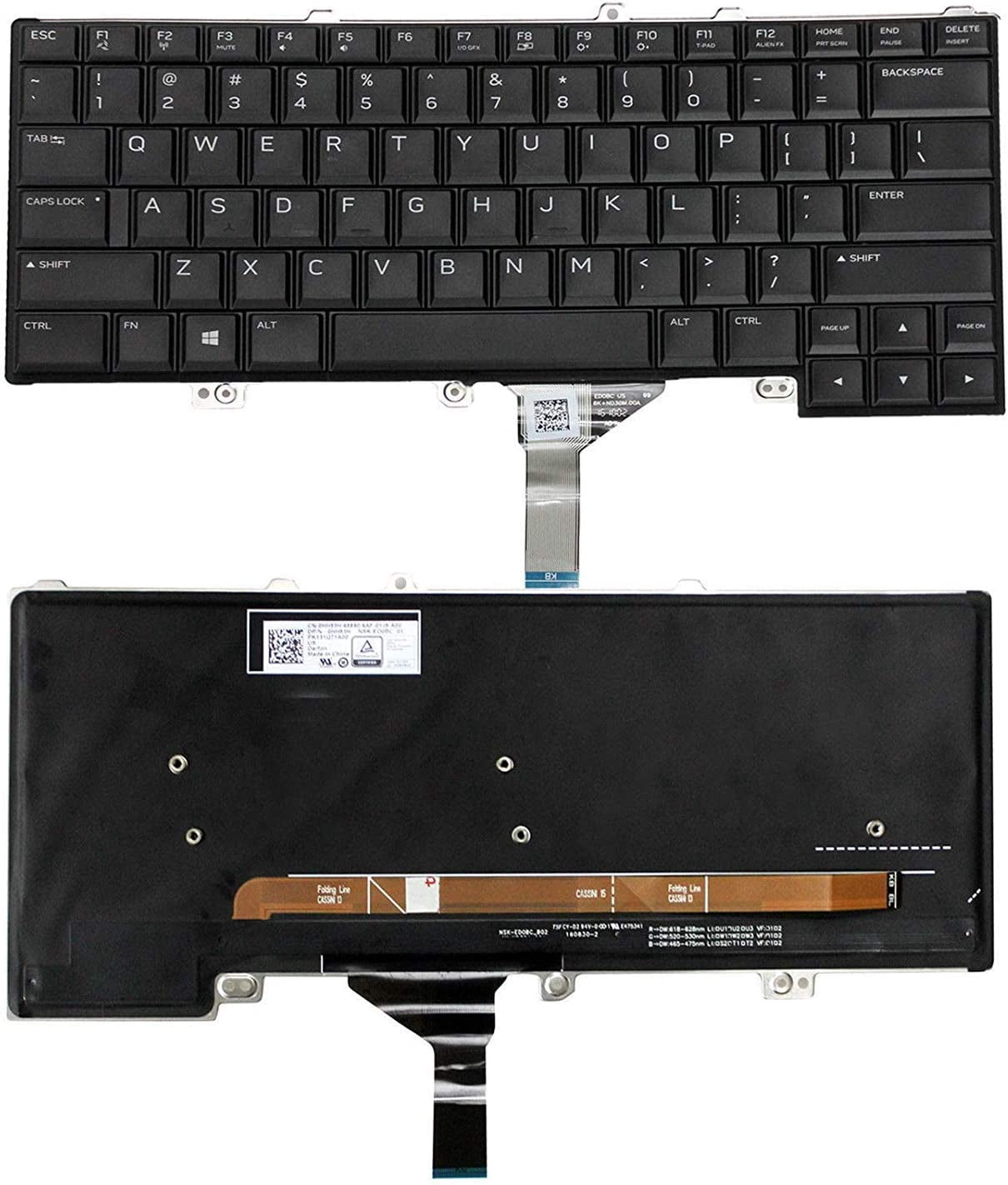 New US Black Backlit English Laptop Keyboard Replacement for Dell ...