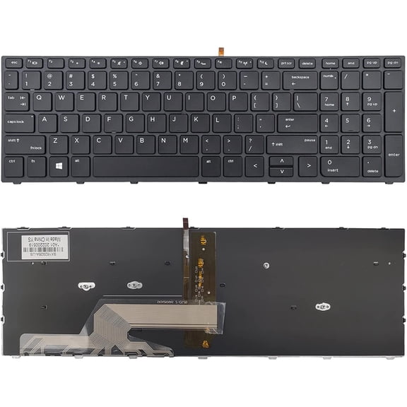 New US Black Backlit English Laptop Keyboard Replacement for HP Probook 450 G5 455 G5 470 G5 P/N:L01028-001 Light Backlight