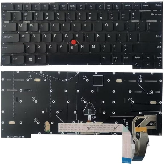 New US Black English Backlit Laptop Keyboard (Without palmrest) for Lenovo ThinkPad P1 Gen 5 Type 21DC 21DD ThinkPad X1 Extreme Gen 5 Type 21DE, 21DF Light Backlight