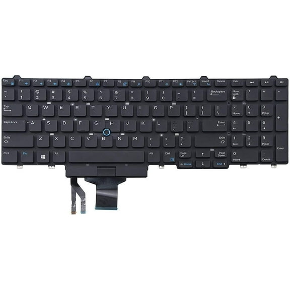 New US Black English Keyboard (No Backlit W/Pointer Without Frame) Replacement for Dell Latitude 5550 5580 5590 5591 E5580 Precision 3520 7520 7720 M3520 M7520 M7720