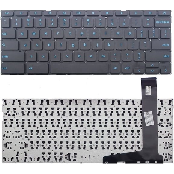 New US Laptop Keyboard (Without Frame) Replacement for ASUS Chromebook C202 C202S C202SA C202SA-YS01 C202SA-YS02 C201 C201P C201P-DS01 C201PA C201PA-DS02 Blue Word