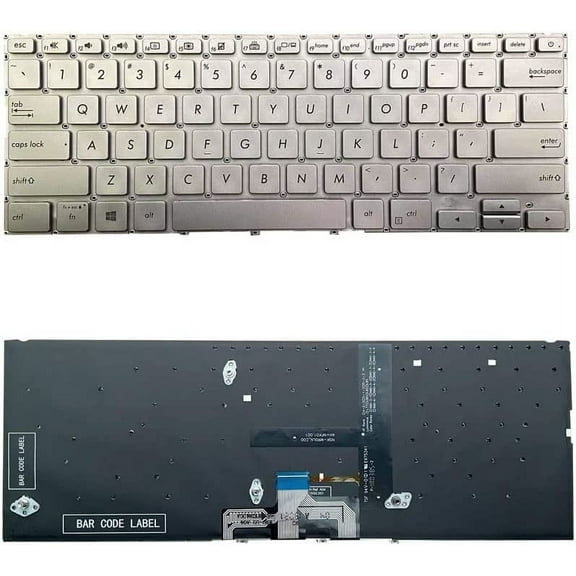 New US Silver English Backlit Laptop Keyboard (Without palmrest) for ASUS ZenBook UX433 UX433FA UX433FN UX433FLC UX433FAC UX433FAW
