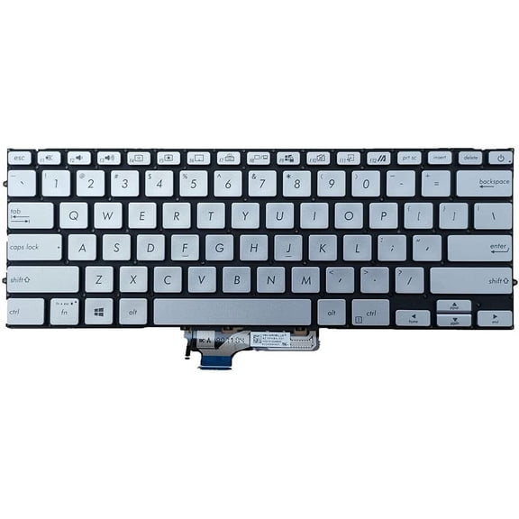 New US Silver English Backlit Laptop Keyboard (Without palmrest) for Asus UX431F UX431FA UX431FN UX431FL UX431DA UM431 UM431D UM431DA Light Backlight