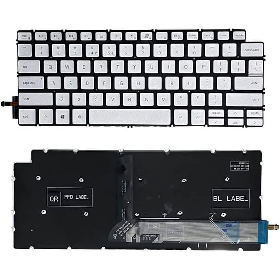 New US Silver English Backlit Laptop Keyboard (Without palmrest) for Dell Inspiron 13 7306 2-in-1 Light Backlight