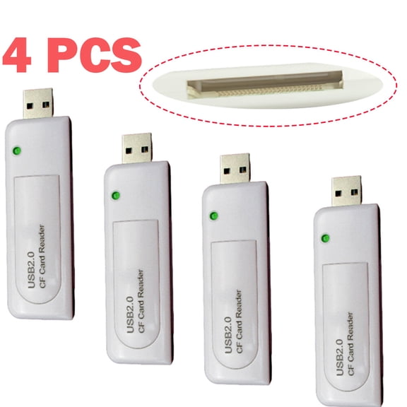 New USB 2.0 Compact Flash CF Memory Card Reader White 4pcs US