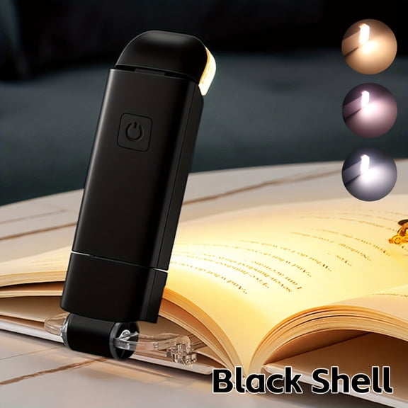 New USB Rechargeable Folding Reading Light, Eye Protection Reading Book Night Light for Night Reading, 3 Lighting Colors, 3 Adjustable Brightness, White Shell, Book Clips, Portable And Easy to Store