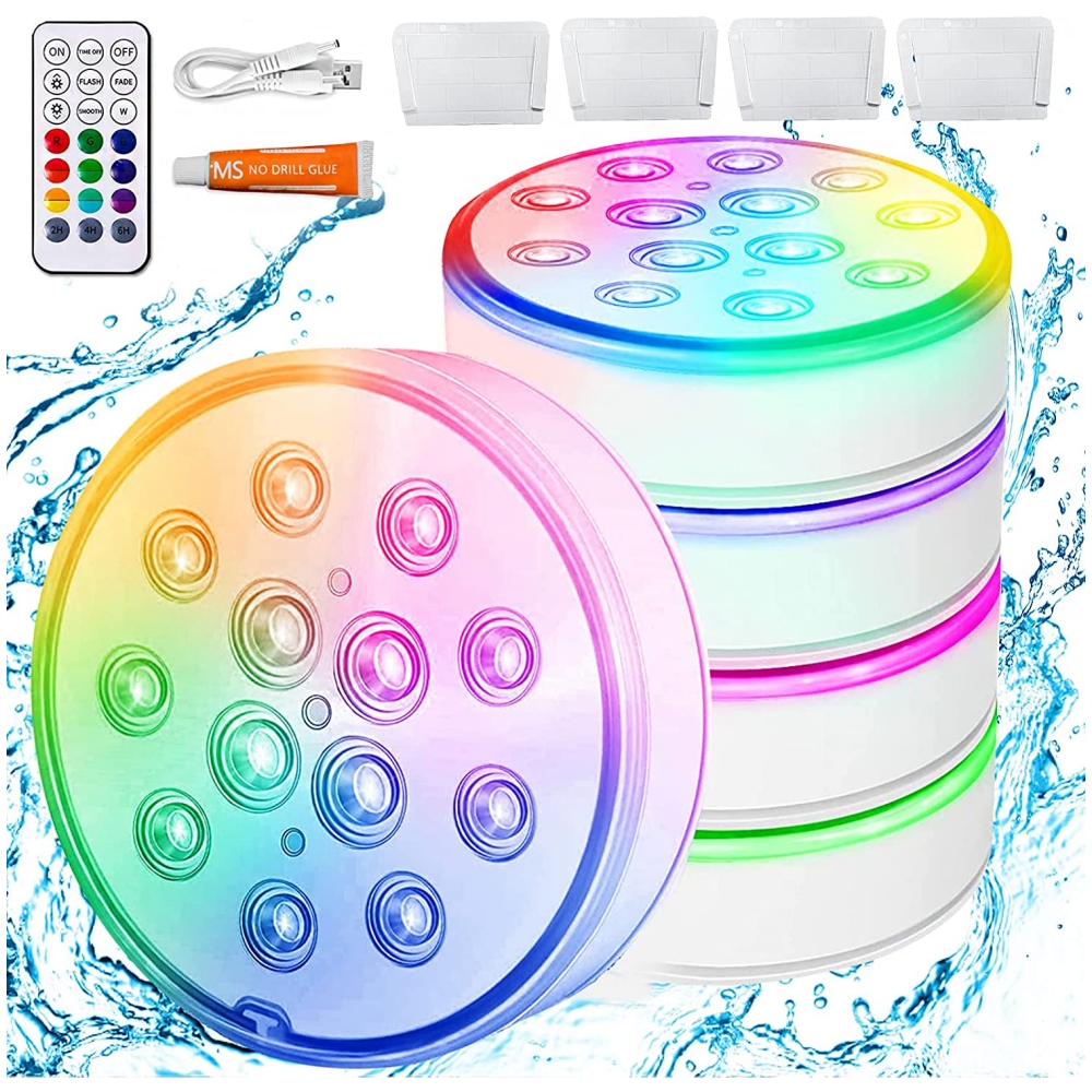 New USB Rechargeable Pool Light Waterproof LED RGB RF Remote Control ...