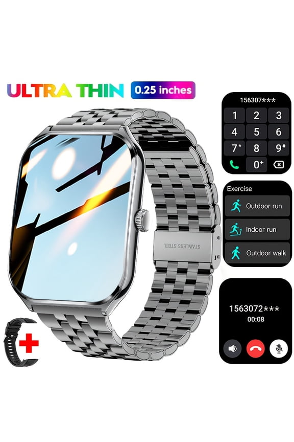 New Ultra-thin Smartwatch, 1.96" HD AMOLED Display, 200mAh Battery, 100+ Sports Modes, Weather, Wireless Calling, Classic Stylish Design, Ideal Gift for Friends