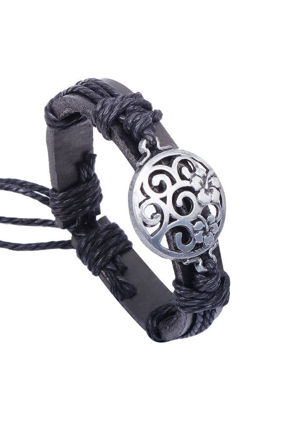 New Unisex Real Leather Surfer Style Bracelets Great Christmas Gifts For Men, Women, Teens, Boys, Girls Wristband 100 , Size: Fit 5 inches-10 inches Wristband , Color: Black