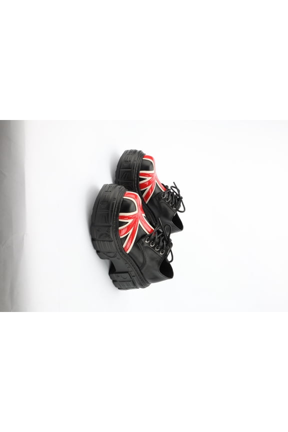 New Unisex Style Patchwork Red Round Toe Thick Sole Platform Chunky Heels Men Women Pumps Large Size Lace Up Fashion Punk Casual Shoes