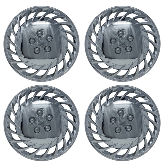 New Universal 4 PC Chrome 14" Hub Cap 808 Set Style Snap Clip On Hub Cap