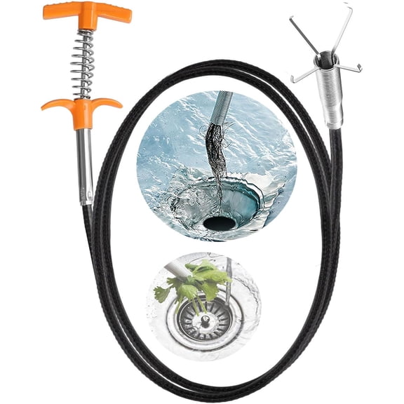 New Upgrade 61 inch Drain Snake Hair Drain Clog Remover Tool - Sink Drain Cleaner for Toilet Sewer Shower Kitchen Bathroom Tub Clogged Drains Opener Cleaning Tool, Flexible Grabber Claw Pick Up Tool