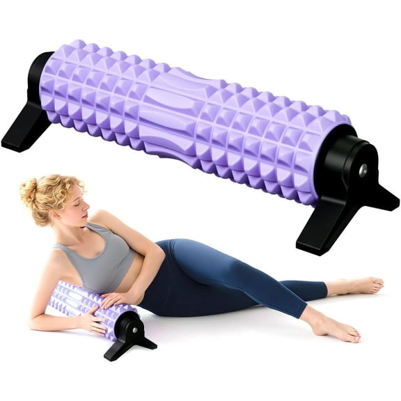 New Upgrade Bracket Foam Roller with Stand for Back Leg Pain,21 inch Trigger Point Deep Tissue Massage Roller,Medium Density Grid Bracket Foam Rollers