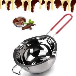 GIXUSIL Stainless Steel Double Boiler Pot with Heat Resistant Handle for Melting Chocolate,Butter,Candle 18/8 Steel Universal Insert Silver