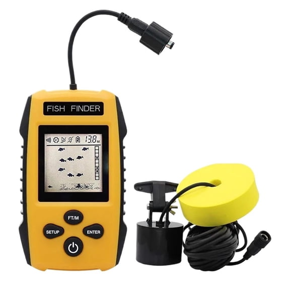 New Upgrade Handheld Fish Depth Finder Ice Shore Boat Fishing Fish Detector Device Sonar Sensor Transducer and LCD Display Waterproof Underwater Fish Finder