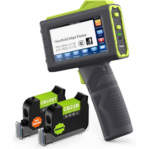 New Upgrade Handheld Inkjet Printer with 1*Advanced Quick Drying Ink and 1*Cost-Effective Quick Drying Ink