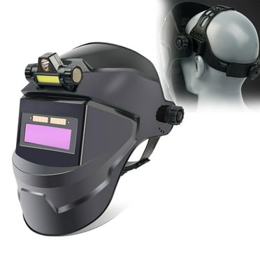 New Upgrade Welding Helmet with Light, Welding Face Guard with Auto-Dimming Protection/Heat-Resistantt, Auto Darkening LCD Clear Welding Shield, Grinding Hood Kit for Men