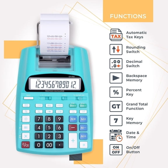 New & Upgraded 2025 Printing Calculator Adding Machine 10 Key, Desktop Home Office Calculator with Paper Roll Print Out, Accounting Business Finance