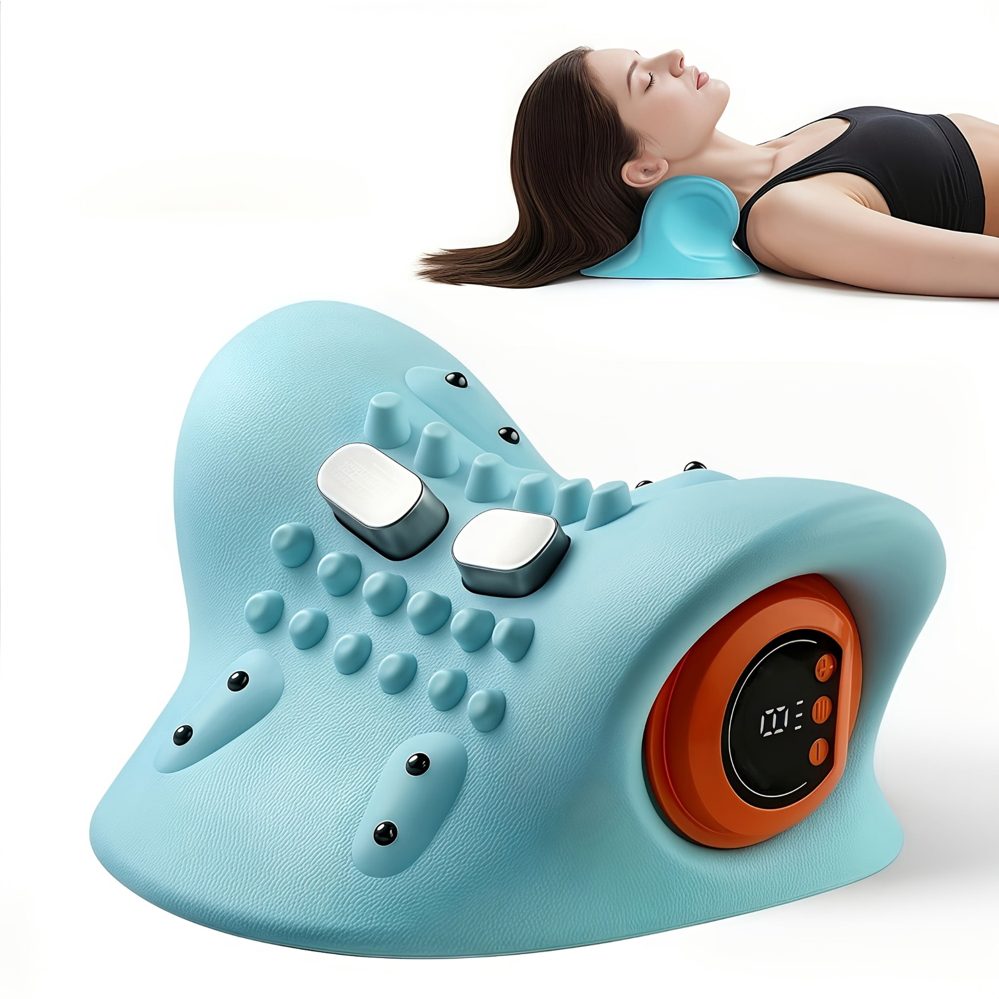 New Upgraded 3-in-1 Neck Massager, Portable Cervical Massager with Heat & Stretching, Adjustable Intensity for Neck and Shoulder Relaxation, Ideal for Home Office & Car Use
