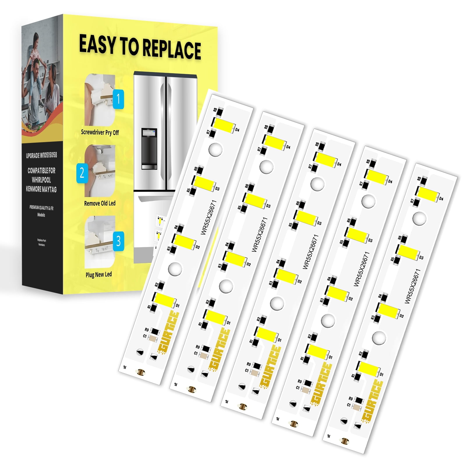 New Upgraded 5 Pack WR55X26671 PS11767930 AP6035586 Led Light Board Compatible for GE Refrigerator Replace 4468532 EAP11767930 LED3344588
