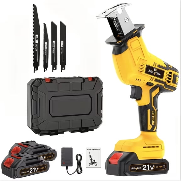 New Upgraded Cordless Reciprocating Saw with LED Light and Safety Lock, Multi-Purpose Portable Electric Saw for Wood Metal PVC Cutting, Equipped with