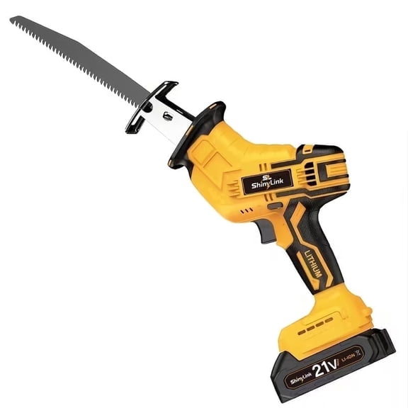 Shinylink 21V Cordless Reciprocating Saw w/ 2.0Ah Battery & Charger, LED Light & Safety Lock, Multi-Purpose Portable 4 Saw Blades Kit Cutting Tool for Wood Metal Pvc