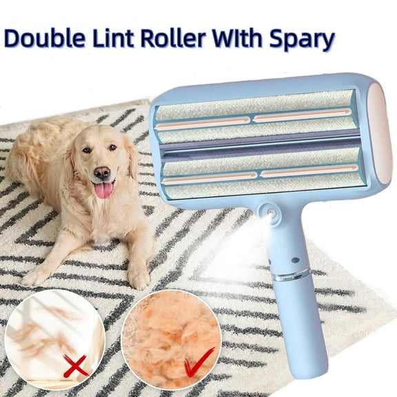 Double Roller Pet Hair Remover with Easy-Use Reusable Lint Roller, Cat & Dog Hair Removal Tool