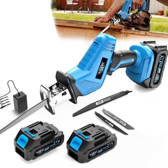 New Upgraded Electric Reciprocating Saw, Lightweight Cordless Hand Saw with Safety Protection for Wood Metal PVC Cutting