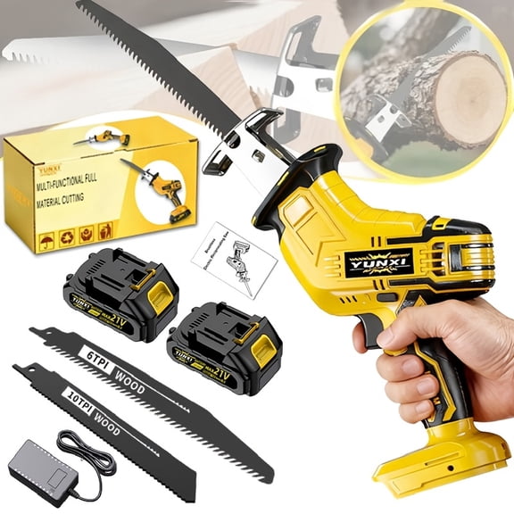 New Upgraded Electric Reciprocating Saw, Lightweight Cordless Hand Saw with Safety Protection for Wood Metal PVC Cutting