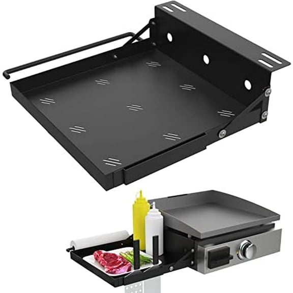 New Upgraded Griddle Caddy Shelf for Blackstone 17"/ 22"/ 28" Griddle, Addition Side Rack Storage Tray with Paper Towel Holder, Spatula Holder Organizer for Blackstone Grill Accessories