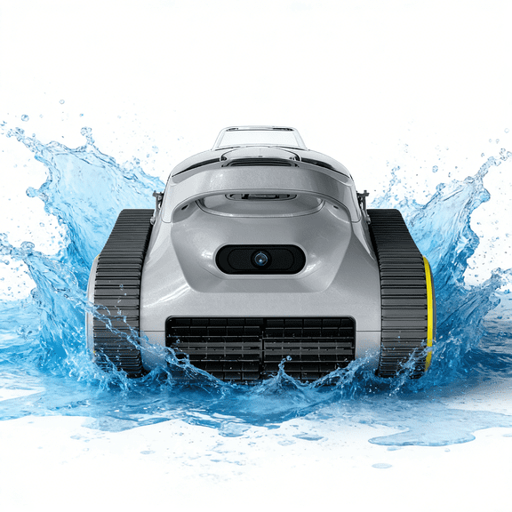 New Upgraded Seauto Crodless Robotic Pool Vacuum Cleaner for Inground & Above-Ground Pools (Up to 2150 Sq.Ft), Dual Brushless Motors Powerful Suction, Gray