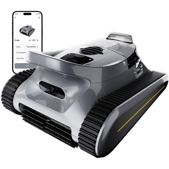 New Upgraded Seauto Crodless Robotic Pool Vacuum Cleaner for Inground & Above-Ground Pools (Up to 2150 Sq.Ft), Dual Brushless Motors Powerful Suction, Gray