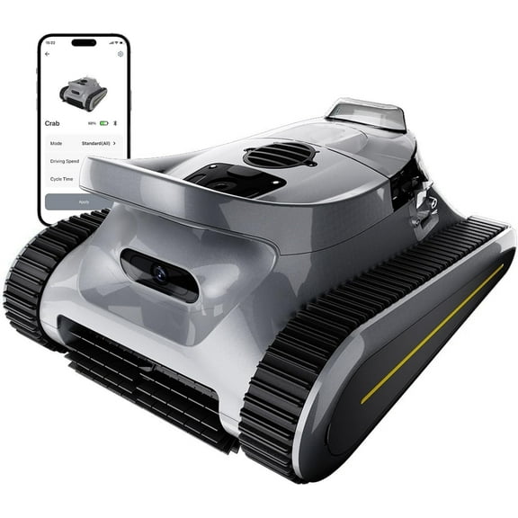 New Upgraded Seauto Crodless Robotic Pool Vacuum Cleaner for Inground & Above-Ground Pools (Up to 2150 Sq.Ft), Dual Brushless Motors Powerful Suction, Gray