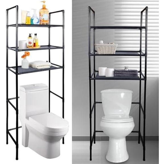 New Upgraded Over The Toilet Storage, 3 Tier Bathroom Organizer Shelf, Freestanding Space Saver with Toilet Paper Holder, Multifunctional Over The Toilet Rack$$Home Decor, Kitchen, & Other