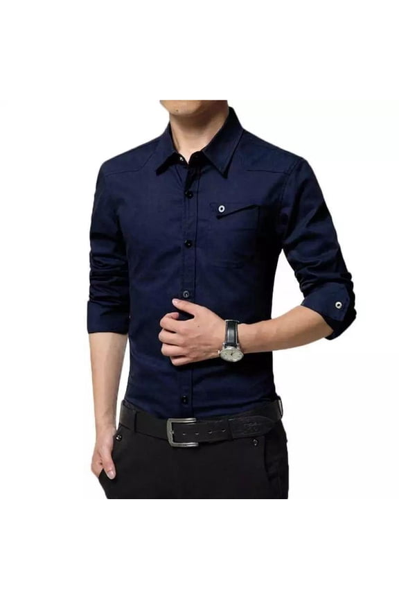 New Urbane Elegant Classy Navy Cotton Casual Shirt for Men