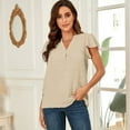 thumbnail image 1 of New V-neck Pleated Lotus Leaf Sleeve Fur Ball Top Pullover Shirt Short Ruffles Office Lady Workwear Chiffon Blouse, 1 of 1