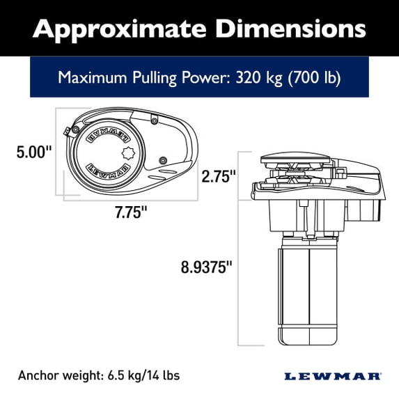 Lewmar V700G Vertical Windlass With Rocker Switch And Control